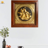  Tranh Hoa Sen 38x38cm nền đen, sen mạ vàng 10K 