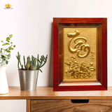  Tranh chữ Tâm 28x38cm mạ vàng 24K cả nền khung gỗ sồi 