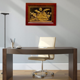  Tranh Hoa Sen 38x54cm mạ vàng 24K nền đen khung gỗ sồi 