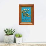  Tranh chữ Phúc 28x38cm không mạ  nền xanh khung gỗ sồi 