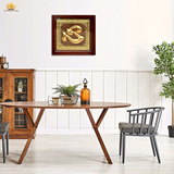  Tranh chữ Tâm nền hồng 48x48  mạ vàng chữ 24K 