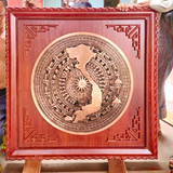  Tranh trống khung hương- KT 90x90cm, mặt trống đúc ĐK 60cm,bản đồ 