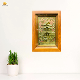  Tranh đồng Chùa Keo Thái Bình 28x38cm nền hồng 