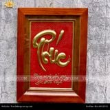  Tranh chữ Phúc 28x38 nền đỏ khung gỗ sồi 