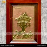 Tranh Chùa Một Cột 28x38cm không mạ nền hồng khung gỗ sồi 