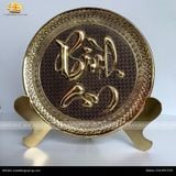  Tranh đĩa chữ Bình An đường kính 21cm nền giả cổ 