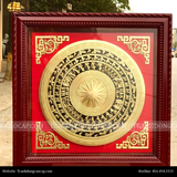  Tranh Trống gò vẽ nền KT 90x90cm - ĐK mặt trống 60cm, mạ vàng 24K 