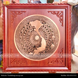  Tranh trống khung hương- KT 90x90cm, mặt trống đúc ĐK 60cm,bản đồ 