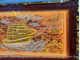  Tranh đồng Thuận buồm xuôi gió dát vàng bạc khung đục 120x230 cm mẫu 1 