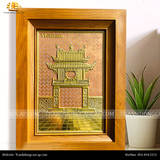  Tranh đồng Khuê Văn Các  28x38cm nền hồng 
