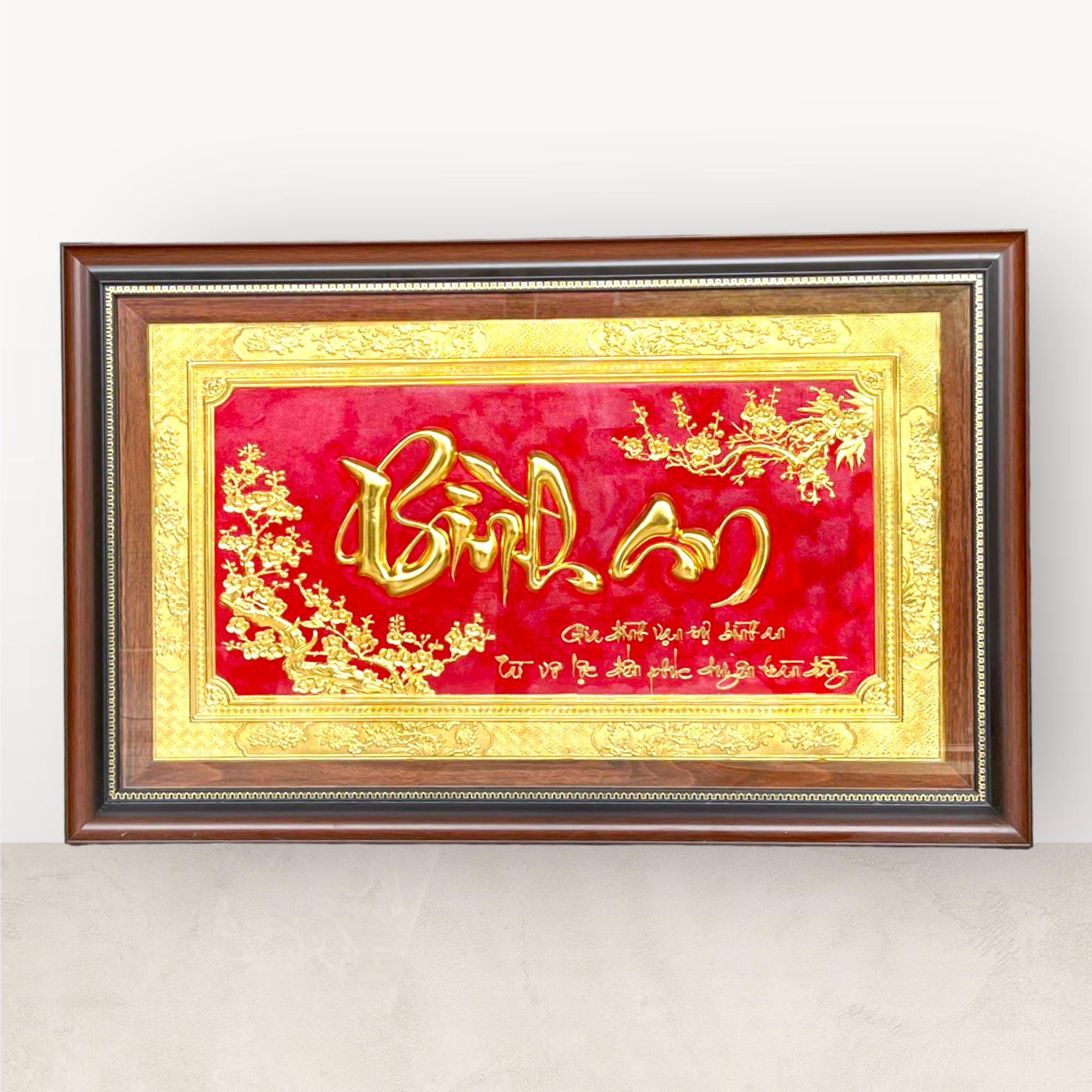  Tranh chữ Bình An dát vàng 50x80cm 