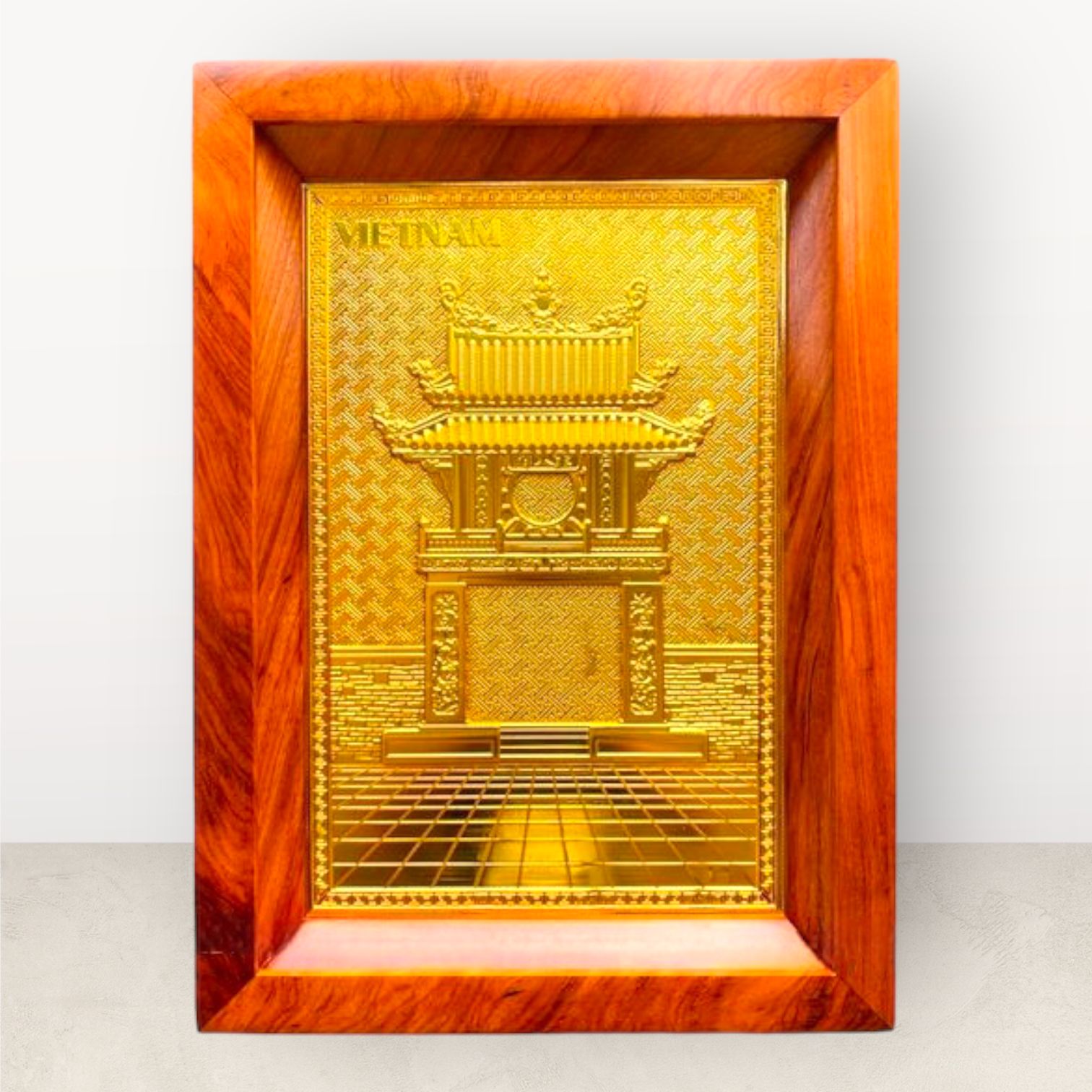  Tranh Văn Miếu đồng vàng mạ vàng 24K 38X54cm 