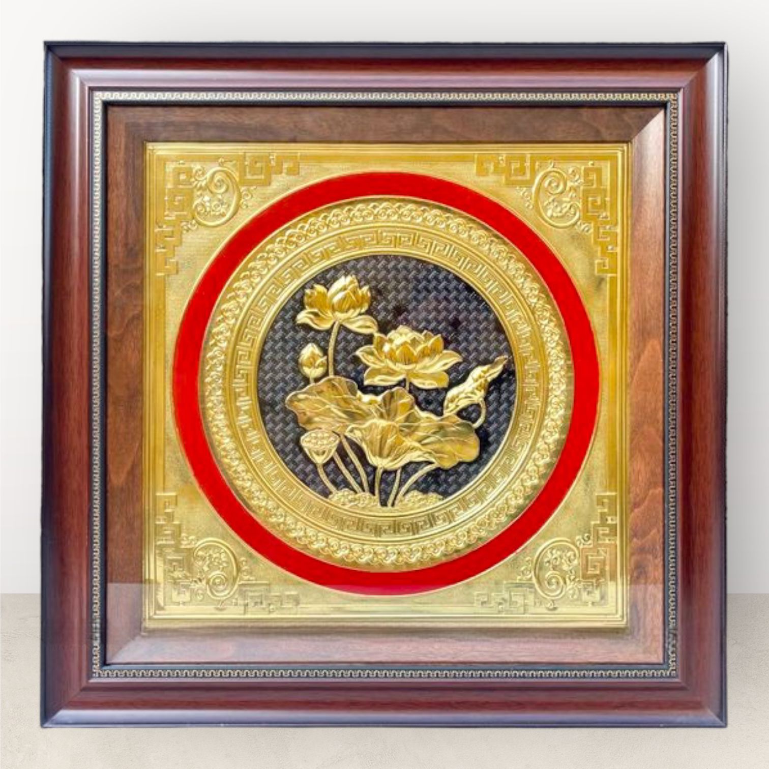  Tranh hoa sen đồng vàng 52x52cm 