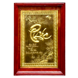  Chữ Phúc 38x54cm đồng vàng nền đen khung gỗ sồi 