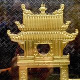  Tranh Khuê Văn Các 28x38cm không mạ nền đen khung gỗ sồi 