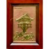  Tranh Chùa Một Cột 28x38cm không mạ nền hồng khung gỗ sồi 
