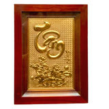  Tranh chữ Tâm 28x38cm mạ vàng 24K cả nền khung gỗ sồi 