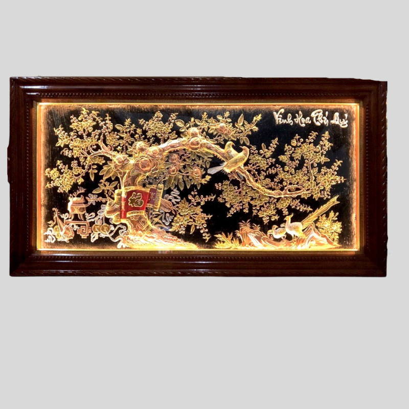 Tranh Vinh Hoa Phú Quý Dát Vàng Bạc ( kích thước 90cm x 170cm ) 