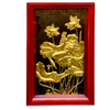  Tranh Hoa Sen 51x78cm đồng vàng nền đen khung gỗ sồi 