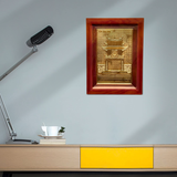  Tranh Khuê Văn Các 28x38cm mạ vàng 24K cả nền khung gỗ sồi 