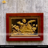 Tranh Hoa Sen 38x54cm mạ vàng 24K nền đen khung gỗ sồi 