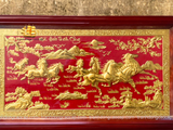  Tranh đồng Mã đáo thành công đồng vàng dát vàng nền đỏ 61x107cm 