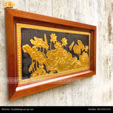  Tranh Hoa Sen kích thước 38x68cm mạ vàng 24K nền đen khung gỗ sồi 