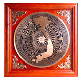  Tranh trống khung hương- KT 1mx1m, mặt trống đúc ĐK 80cm,bản đồ 