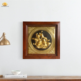  Tranh Hoa Sen 38x38cm nền đen, sen mạ vàng 10K 