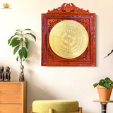  Tranh Trống đúc chìm khung dơi KT 60x60cm -ĐK mặt trống 40cm, mạ vàng 24K 