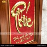  Tranh chữ Phúc 28x38 nền đỏ khung gỗ sồi 