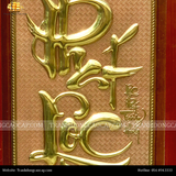  Tranh chữ Phát Lộc 38x54cm đồng vàng nền hồng khung gỗ sồi 