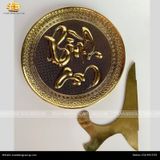  Tranh đĩa chữ Bình An đường kính 21cm nền giả cổ 