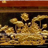  Tranh Hoa Sen 38x54cm mạ vàng 24K nền đen khung gỗ sồi 