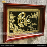  Tranh chữ Phúc ngang 48x68cm nền đen 