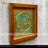  Tranh Hoa Sen 38x38cm không mạ nền xanh khung sồi 