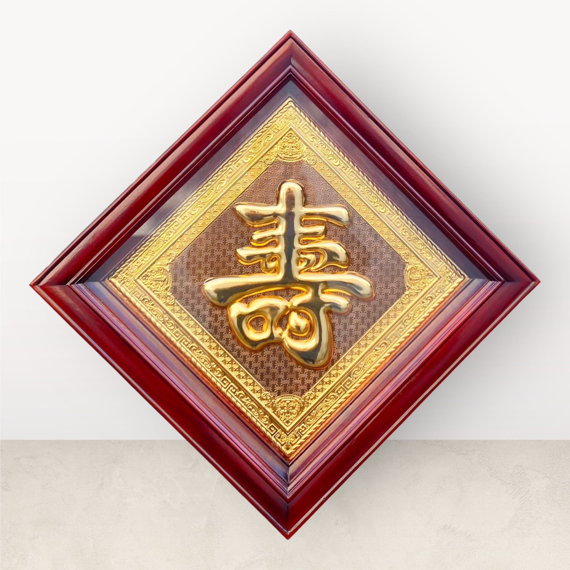  Tranh chữ Thọ mạ vàng 24K 48x48cm 