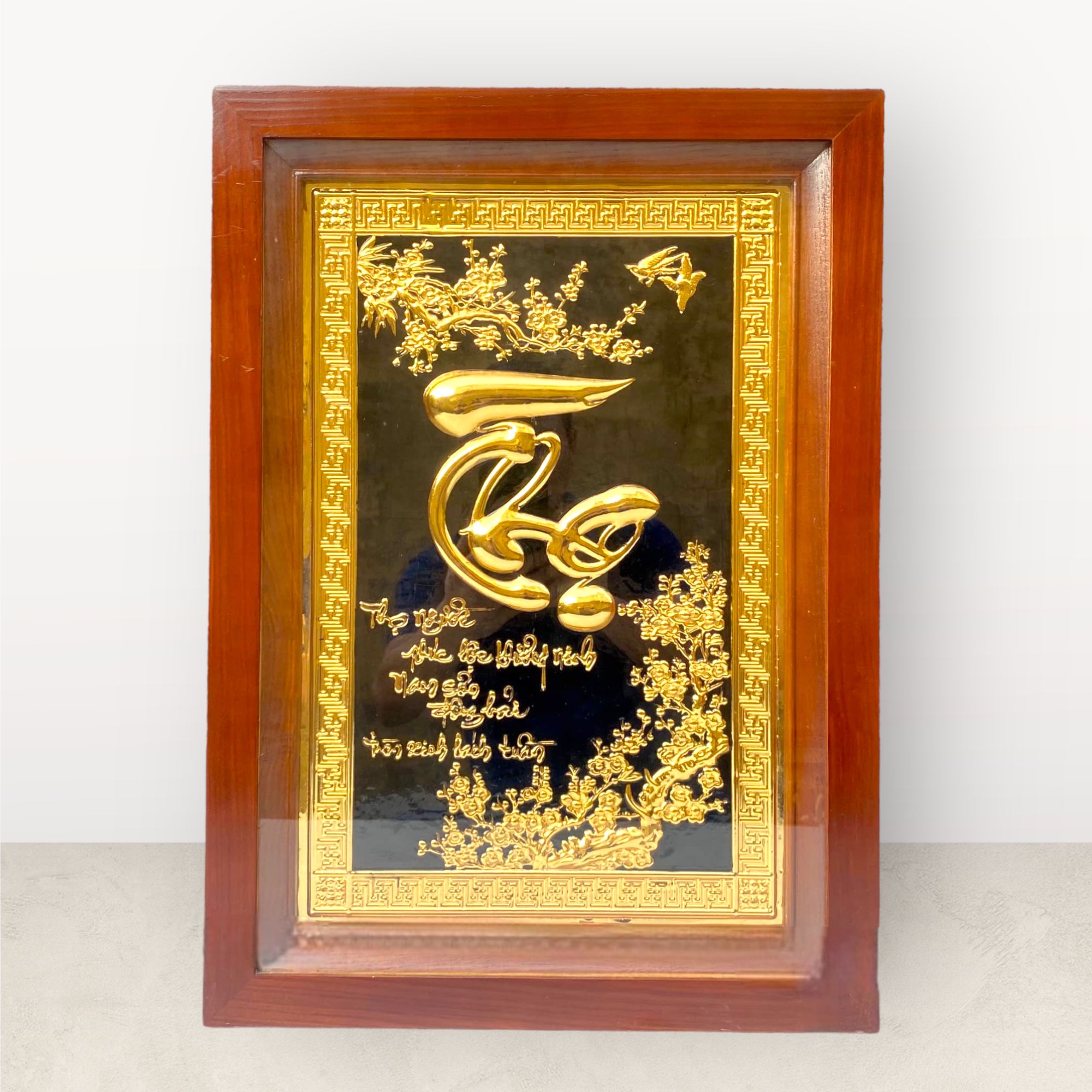 Tranh chữ Thọ mạ vàng 24K 38x54cm 