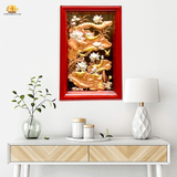  Tranh Hoa sen kích thước 51x78cm dát vàng bạc 10K nền đen khung gỗ sồi 