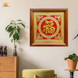  Tranh chữ Phúc 68x68cm khung sồi mạ chữ 