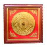  Tranh Trống gò nền đỏ KT 90x90cm - ĐK mặt trống 60cm, mạ vàng 24K 