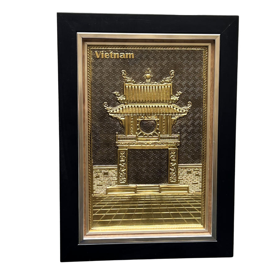  Tranh văn miếu Quốc Tử Giám đồng vàng kích thước 28x38cm - Tranh đồng cao cấp 