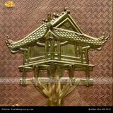  Tranh Chùa Một Cột 28x38cm không mạ nền hồng khung gỗ sồi 