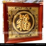  Tranh chữ Phúc 68x68cm nền đen mạ vàng chữ 24K mẫu 1 