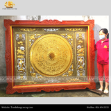  Tranh Trống đôi lục bình -Khung Gõ 1m74x 2m17, thếp vàng bạc 10K 