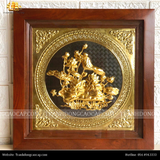  Tranh Hoa Sen 38x38cm nền đen, sen mạ vàng 10K 