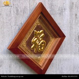  Tranh chữ Phúc 38x38 cm chữ mạ vàng 24K nền hồng khung gỗ sồi 
