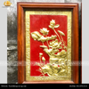  Tranh Hoa Sen 38x54cm nền đỏ,mạ vàng 24K 