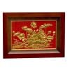  Tranh Hoa Sen 38x54cm mạ vàng 24K nền đỏ khung gỗ sồi 