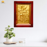  Tranh chữ Gia Đình 28x38cm mạ vàng 24k cả nền, khung gỗ sồi 